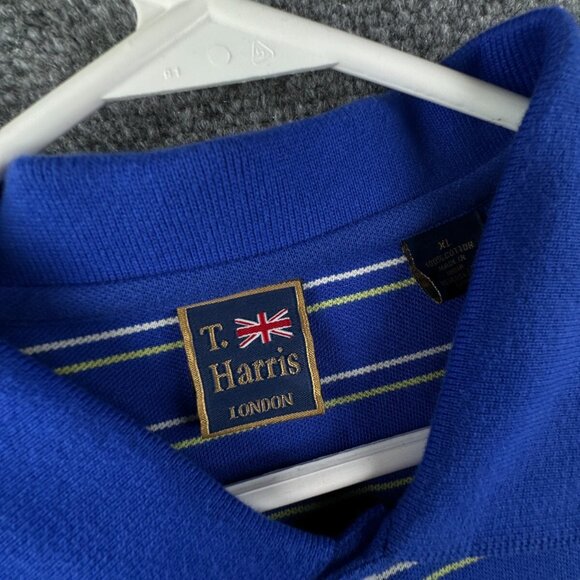 NWT T Harris Polo Shirt Mens XL Short Sleeve Casual Basic Preppy Rugby Striped - Picture 7 of 13